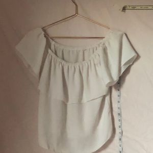 Flouncy White off the shoulder Smock style top